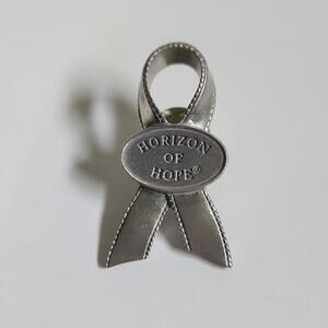 Longaberger Horizon Of Hope Pewter Basket Lapel Cancer Ribbon‎ Pin
